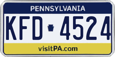 PA license plate KFD4524