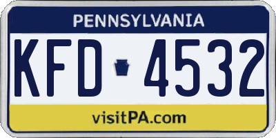 PA license plate KFD4532