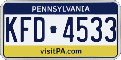 PA license plate KFD4533
