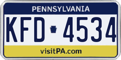 PA license plate KFD4534