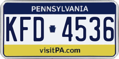 PA license plate KFD4536