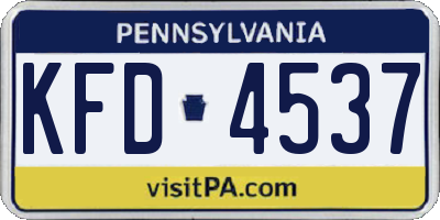 PA license plate KFD4537