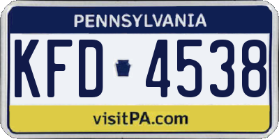 PA license plate KFD4538