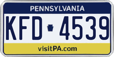 PA license plate KFD4539