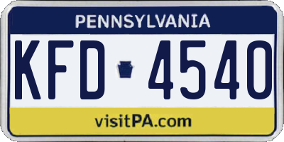 PA license plate KFD4540