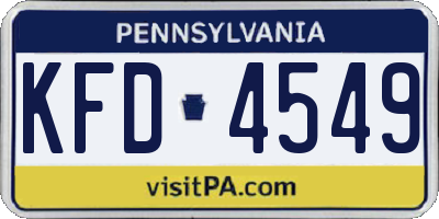 PA license plate KFD4549