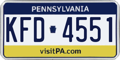 PA license plate KFD4551