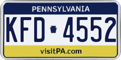 PA license plate KFD4552