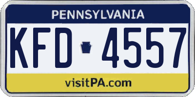 PA license plate KFD4557