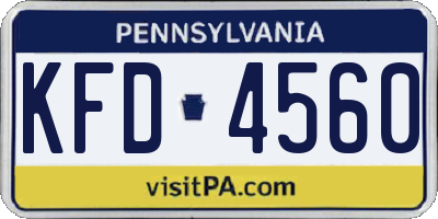PA license plate KFD4560