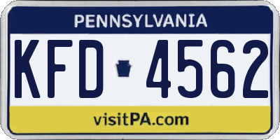 PA license plate KFD4562