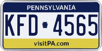 PA license plate KFD4565