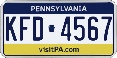 PA license plate KFD4567