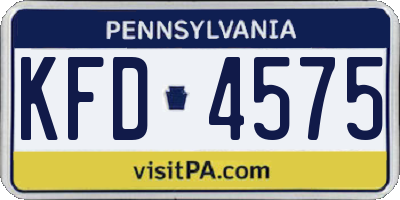 PA license plate KFD4575