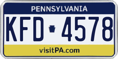 PA license plate KFD4578