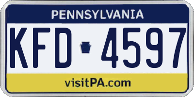 PA license plate KFD4597