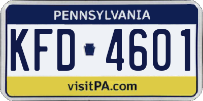 PA license plate KFD4601