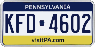 PA license plate KFD4602