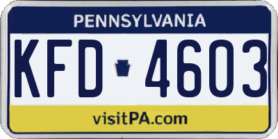 PA license plate KFD4603