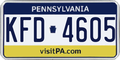 PA license plate KFD4605
