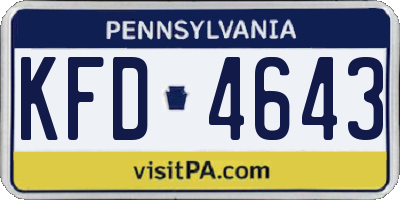 PA license plate KFD4643