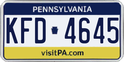 PA license plate KFD4645