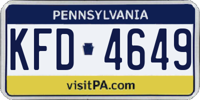 PA license plate KFD4649