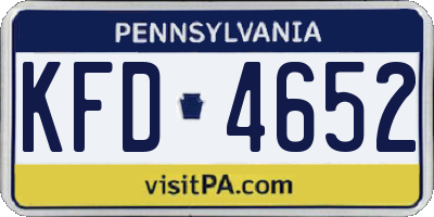 PA license plate KFD4652