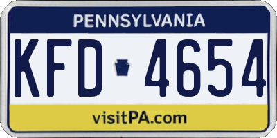 PA license plate KFD4654
