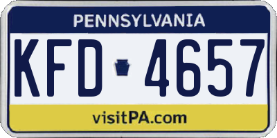 PA license plate KFD4657