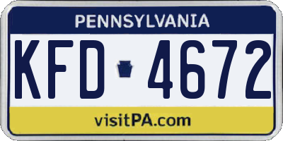 PA license plate KFD4672