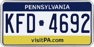 PA license plate KFD4692