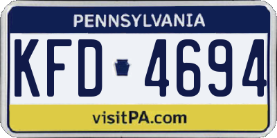 PA license plate KFD4694