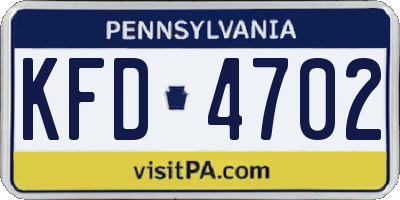 PA license plate KFD4702