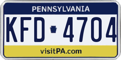 PA license plate KFD4704