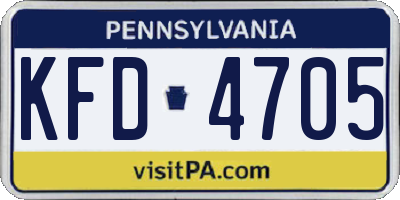 PA license plate KFD4705