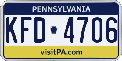 PA license plate KFD4706