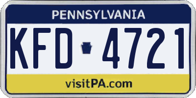 PA license plate KFD4721