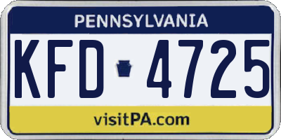 PA license plate KFD4725