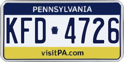 PA license plate KFD4726