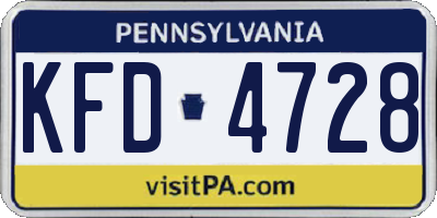 PA license plate KFD4728
