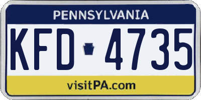 PA license plate KFD4735