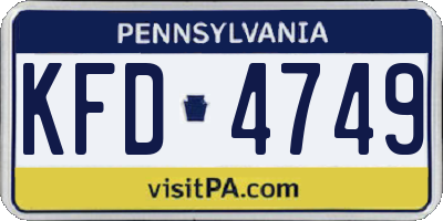 PA license plate KFD4749