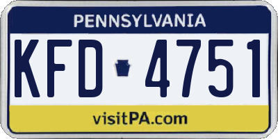 PA license plate KFD4751