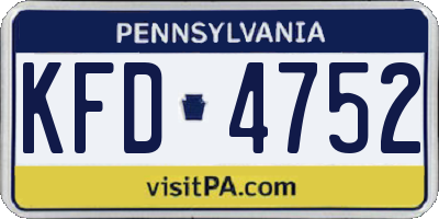 PA license plate KFD4752