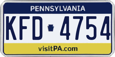 PA license plate KFD4754