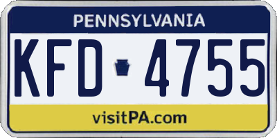 PA license plate KFD4755
