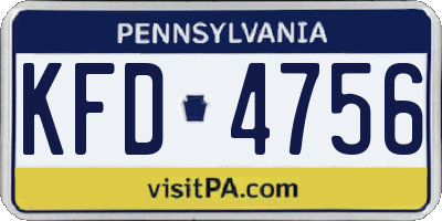 PA license plate KFD4756