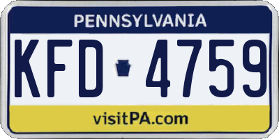 PA license plate KFD4759