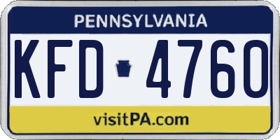 PA license plate KFD4760